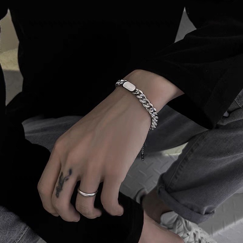 Gelang couple Tangan Silver Gaya Hip Hop Gelang pria Punk Korea Untuk Unisex  Pria / Wanita