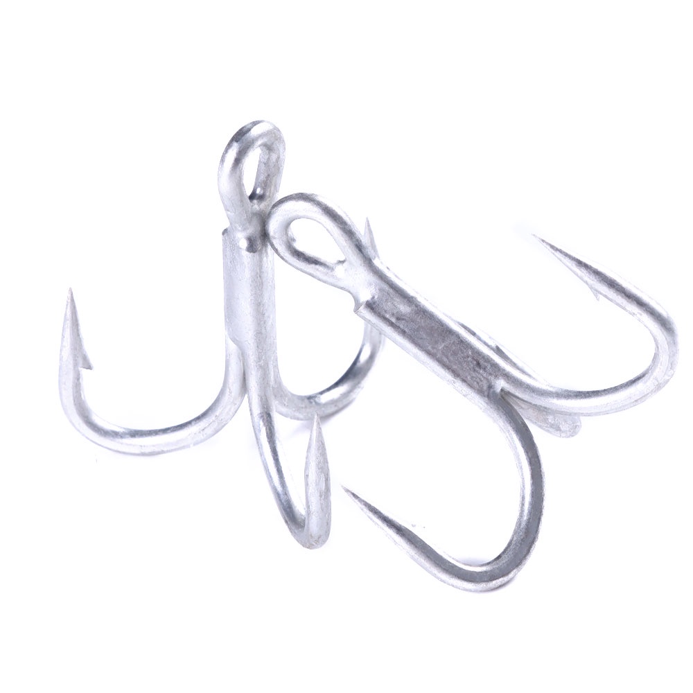 Hengjia 1pcs 4x Kail Pancing Kuat 1# 2# 4 # 6 # 8 # High Carbon Steel Fishing Hooks Silver Treble Hook