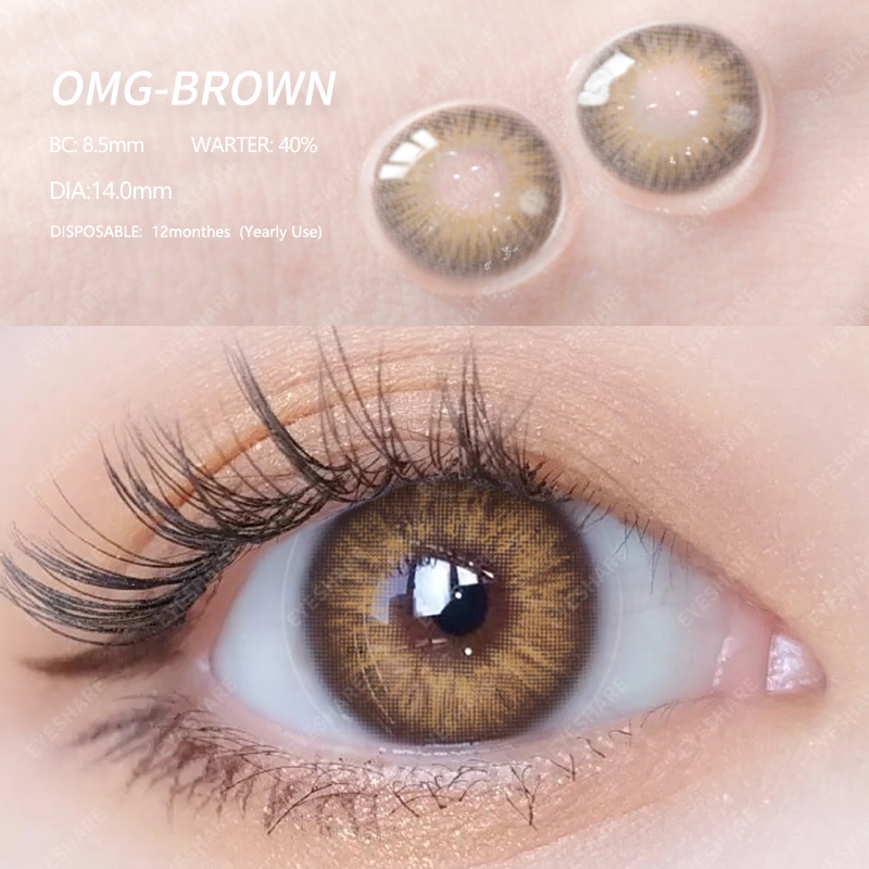 (COD)Menyinarimu OMG Softlens Minus(-1~-6) Softlens Mata Gray Brown Softlens Warna Lensa Kontak Soflen DIA 14.0MM Big Eye New Softlen