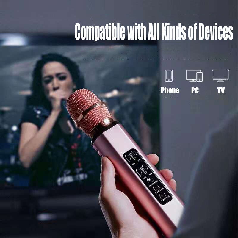 Mic Karaoke K6 Wireless Bluetooth Karaoke Player Smule Microphone Speaker KTV Efek USB Player