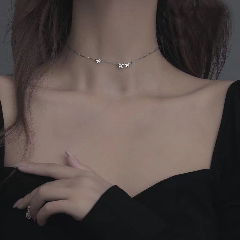 Rinhoo Fashion Wanita Putih K Rumbai Kupu-Kupu Kalung Necklace Rantai Perhiasan Hadiah Ukuran36+5cm