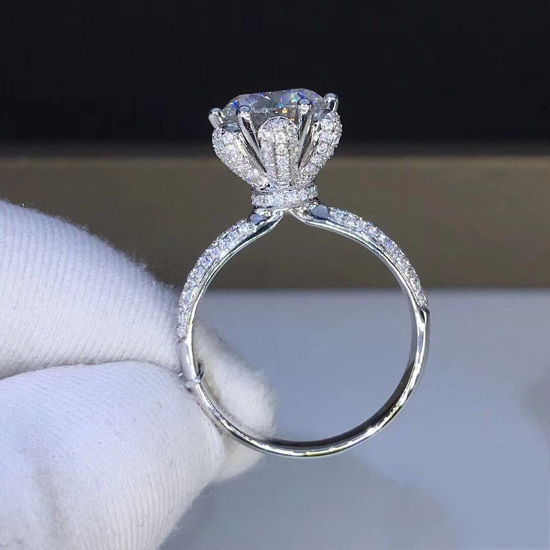 Goldkingdom Fashion Perhiasan Aksesoris Ready Stock Niche Desain Mossan Berlian Cincin Carat Full Berlian Cakar Kucing Cincin Perempuan Yang Dapat Disesuaikan