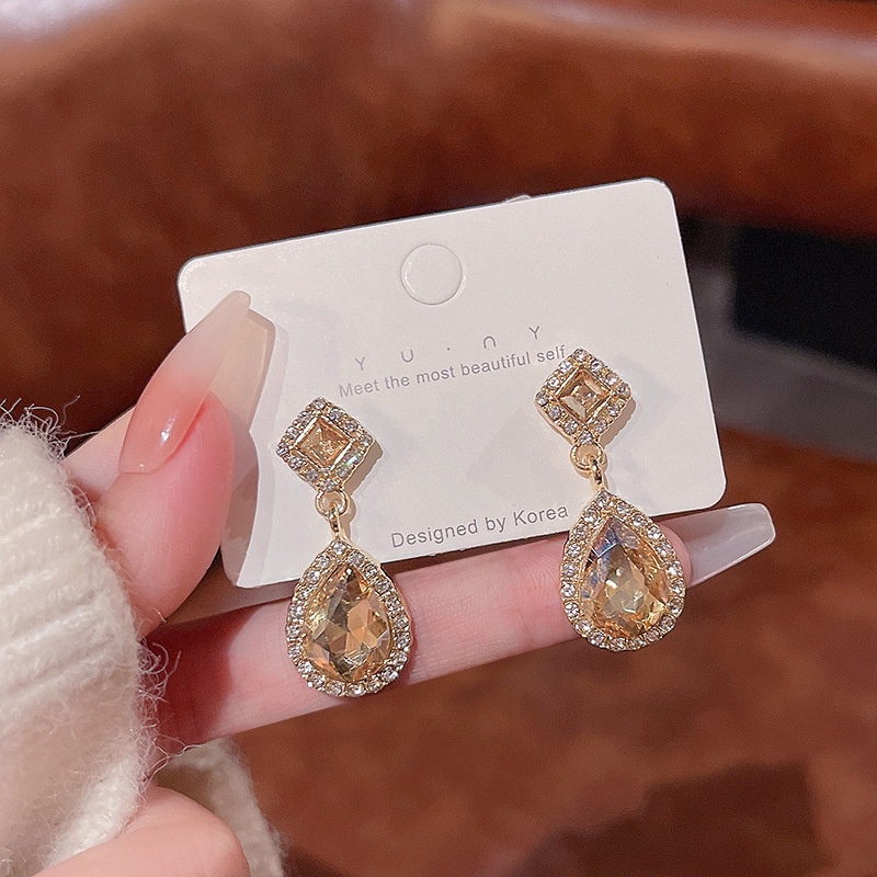 Fashion Vintage Teardrop Berbentuk Anting Wanita Serbaguna Berlian Imitasi Stud Earrings Aksesoris Untuk Segala Acara