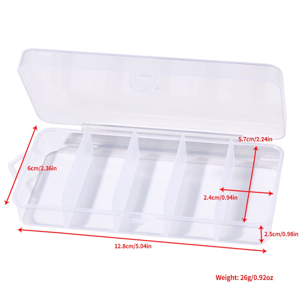 Hengjia 1Pcs Kotak Alat Pancing 5Grid Wadah Umpan Portable Pemikat Penyimpanan Multi Kompartemen Gear Tool Plastic Case