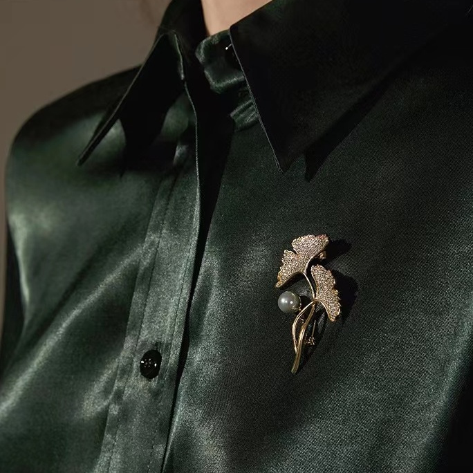 Bros Daun ginkgo vintage Serbaguna pin alloy Untuk Aksesoris Wanita Bros Bayi