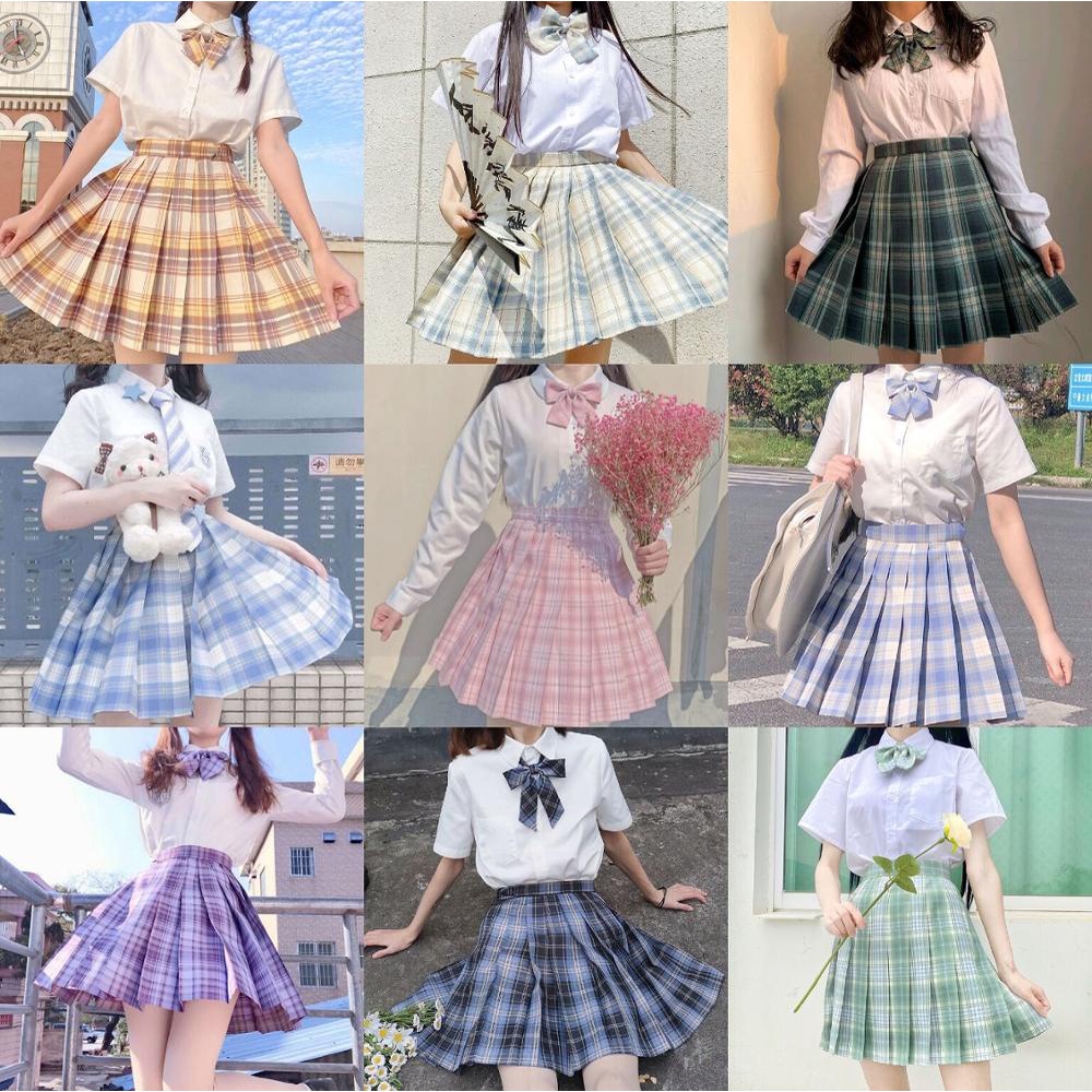 School Girl Uniform Pleated Skirts Japanese School Uniform High Waist A-Line Plaid Skirt Sexy JK Uni