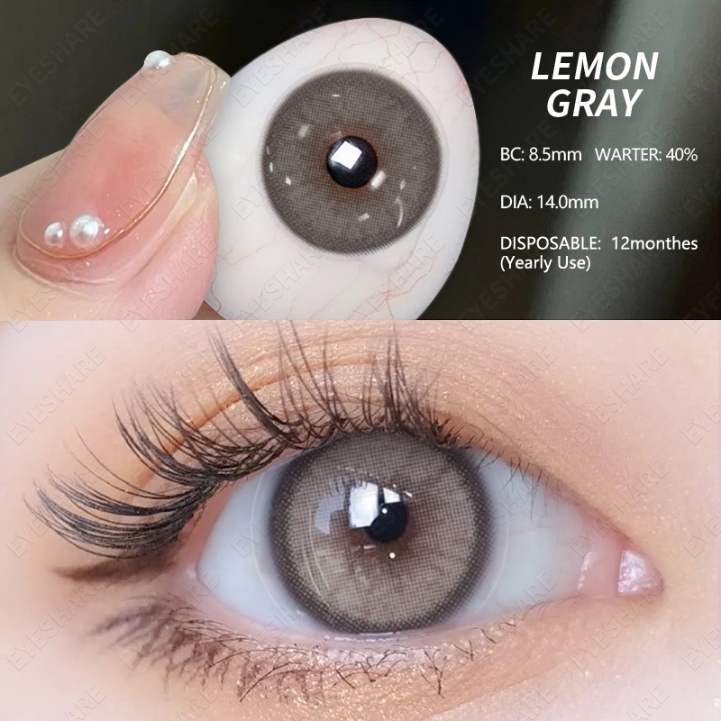 【COD】2022NEW LEMON SOFTLENS  Gray Soft Colored Contact lens lady Yearly Use Ensa Mata Soflen Mata Brightsoftlens Soflens Mata Kore Normal Softlens