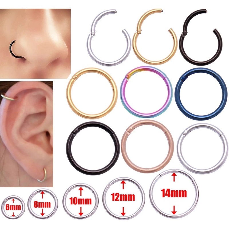 Stainless Steel Pria Kepribadian Punk Aksesoris Perhiasan Wanita Warna-Warni Hidung Cincin Titanium Bibir Palsu Tindik Cincin Fashion Tanpa Tindik Tulang Rawan Hoop Earrings