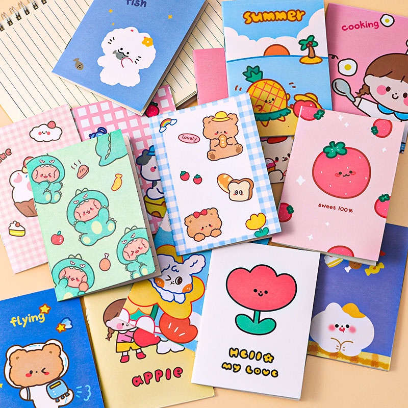 A7  Rollover Coil Buku Notebook Mini Kartun Lucu Mini Notebook Diary Portable Notebook Journal Alat Tulis-Le-Random