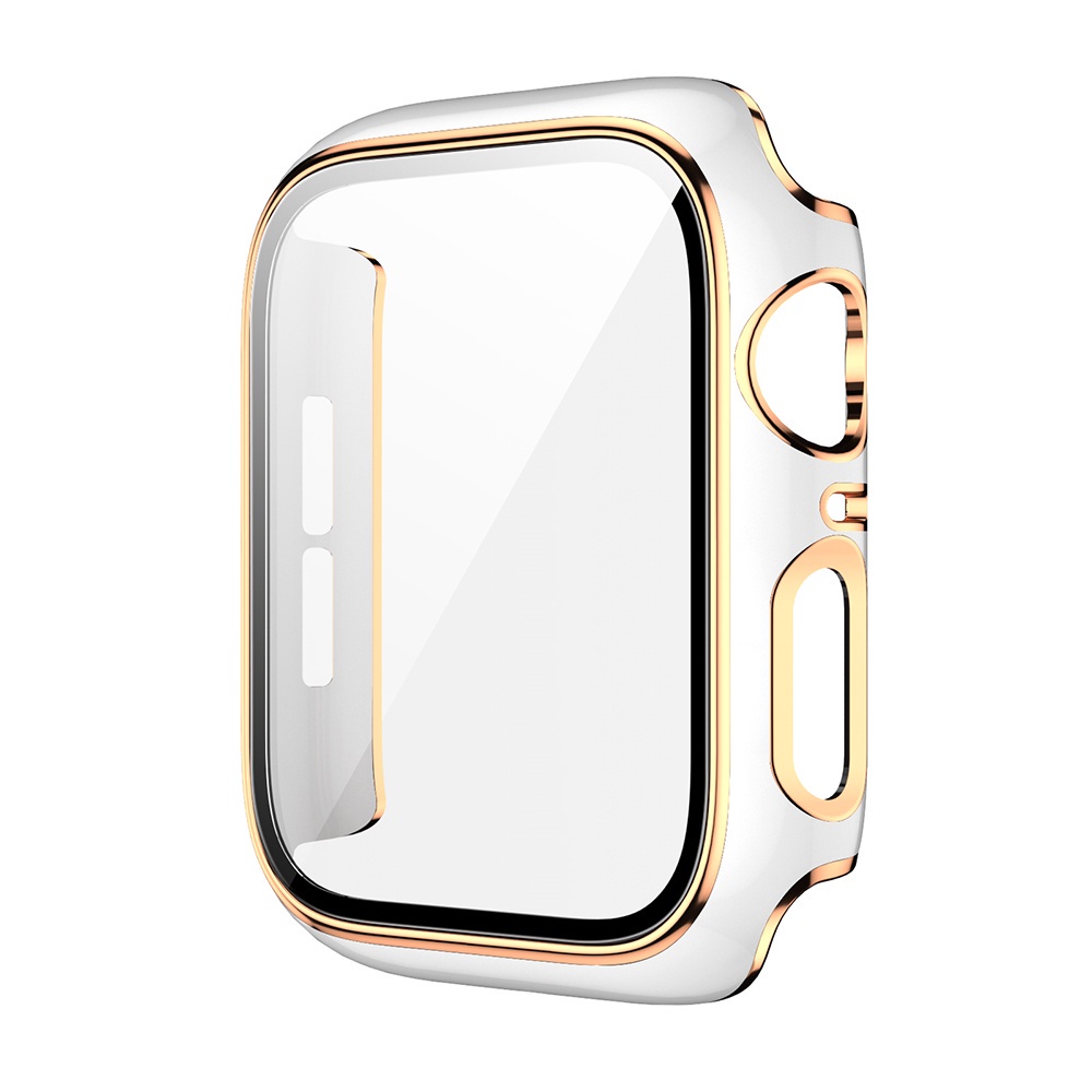 Instock Ultra Tipis Hard PC Tempered Glass Pelindung Layar Frame Shell Untuk Apple Watch Series 7se 6se 54 3 electroplating anti Gores Case Cover iwatch 38mm 40mm 42m SE SE