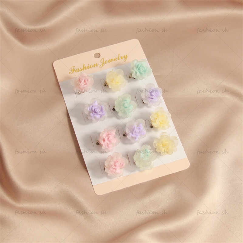 12 Pcs Baru Bercahaya Tinta Celup Buram Mawar Bros Syal Jarum Panjang muselin alloy needle