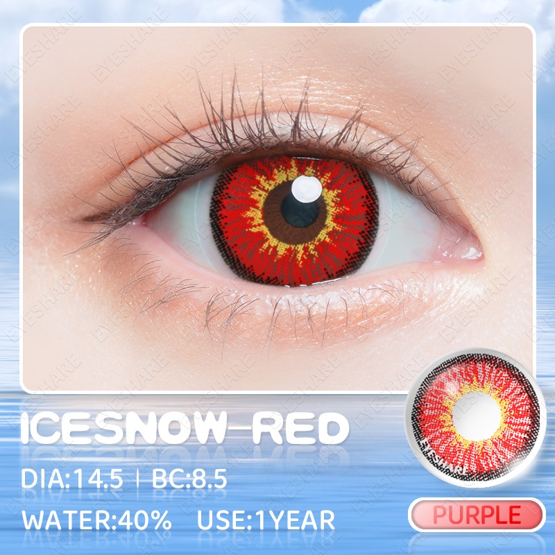 【COD】Softlens 2pcs ICESNOW-RED-BLUE-PURPLE-GREEN Lensa Kontak Kawaii Girl Kartun Cosplay Lensa Halloween Big Eye Kontak