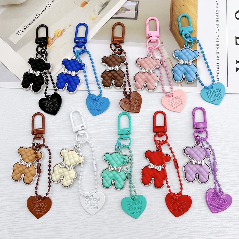 Gantungan Kunci Beruang Lucu Dengan Hati Untuk Earphone Case Handphone Case Untuk Hadiah Gadis
