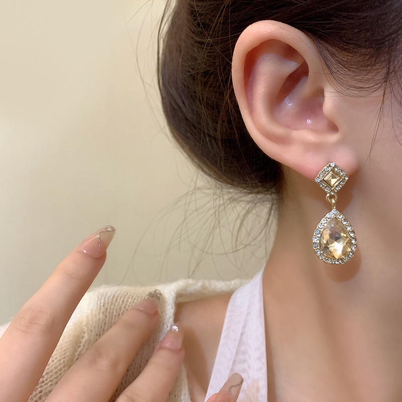 Fashion Vintage Teardrop Berbentuk Anting Wanita Serbaguna Berlian Imitasi Stud Earrings Aksesoris Untuk Segala Acara