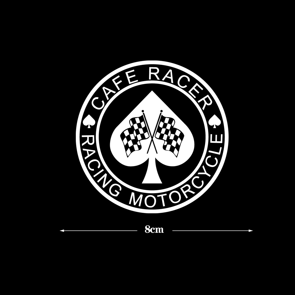 Cafe RACER Racing Motor Harley Retro Spade Racing Bendera Kepribadian Logo Stiker Tahan Air Reflektif Stiker Ksatria Helm Dekorasi Stiker Tahan Air Tabir Surya Decal