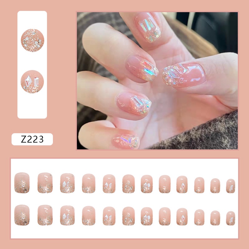Divine 24 Pcs Kuku Palsu Dan Lem Fake Nail Art 3d Kuku Palsu Tahan Air 24 Pcs Kotak Free Lem