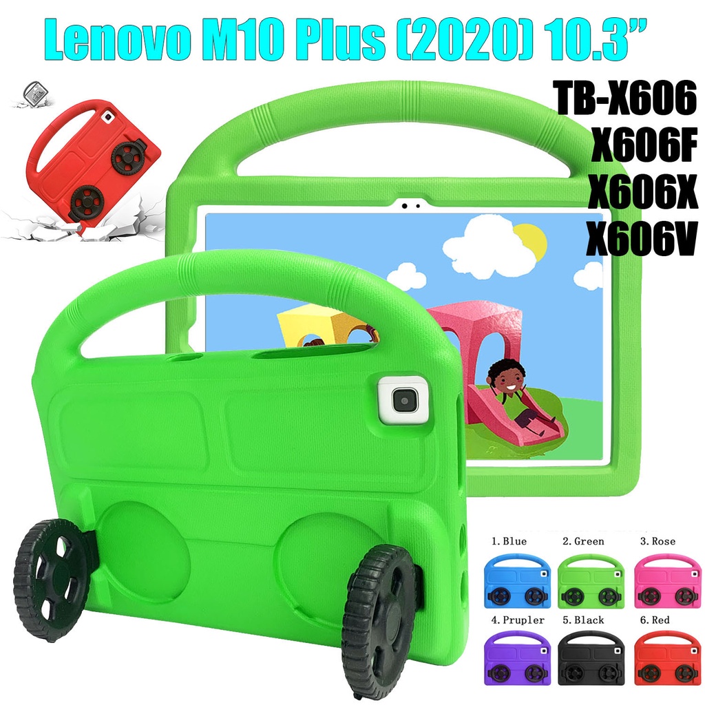 Untuk Lenovo Smart Tab M10 FHD Plus (2020) 10.3 &quot;TB-X606 TB-X606F TB-X606X TB-X606V Tablet Cover Fashion Anak-Anak Perlindungan Bahan EVA Portable Roda Stand Penebalan Shockproof Case