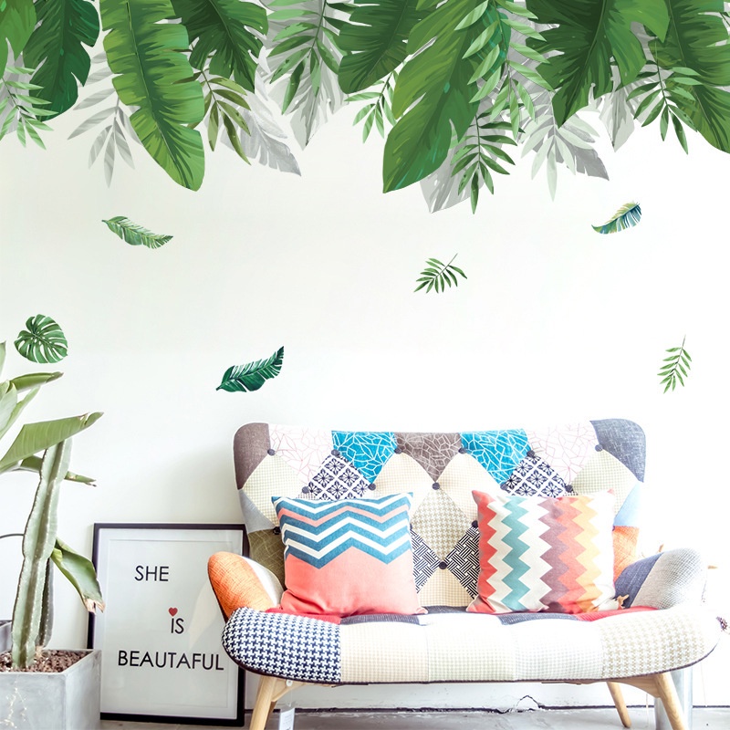 WALL STIKER SETIKER STICKER DINDING SALUR SULUR DAUN POHON PISANG HIJAU WALLPAPER WALPAPER TEMBOK DEKORASI DECOR RUMAH MINIMALIS SULUR DAUN HIJAU AESTHENTIC TEMPELAN DEKOR PINTU JENDELA KACA KAMAR MANDI WALLSTICKER DAUN KERAMIK KRAMIK DAPUR MURAH @banyak