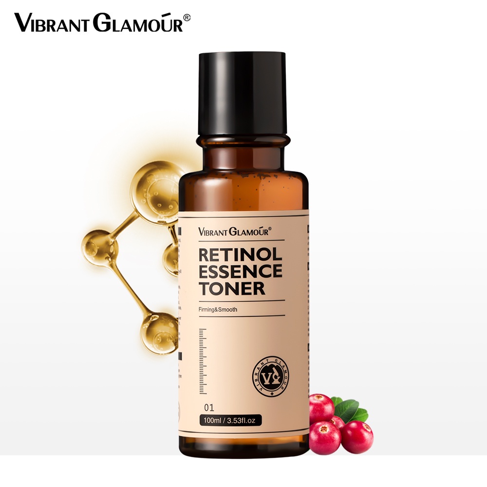 VIBRANT GLAMOUR Double Retinol Face Toner 100ml Anti-aging Whitening Fades Fine Lines Anti Wrinkle Facial Essence Toner Smooth Firming Moisturizing Skin Care - Anti Penuaan dan Kerut Perawatan Wajah