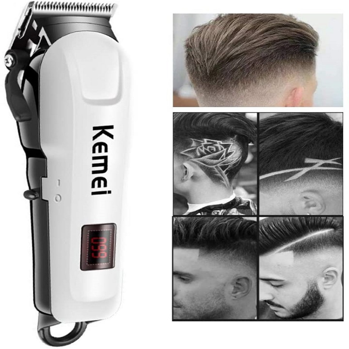 Hair Clipper Kemei KM-809A LED DISPLAY Alat Mesin Cukur Rambut/alat potong rambut Dilengkapi dengan 4 sisir pengganti untuk pemangkasan khusus