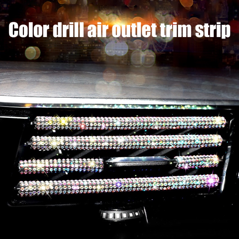 Berlian Imitasi Berkilau Inlay Ventilasi Mobil Tetap Strip Berbentuk U/Outlet Udara Otomotif Dipasang Colorful Trim Bar/DIY Dekorasi Interior Kendaraan