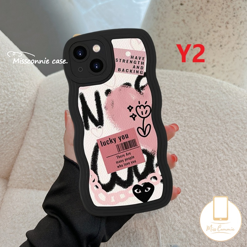 Case Realme C25 C12 C55 C30 C53 10 C25s 8i 5 6i C33 C11 8 8Pro C25Y C17 C21Y C15 C20 C20A 9 9Pro+ 9i C3 7i 5i 7 Ins Graffiti Love Heart Comme des Garcons Wavy Edge Soft TPU Sarung