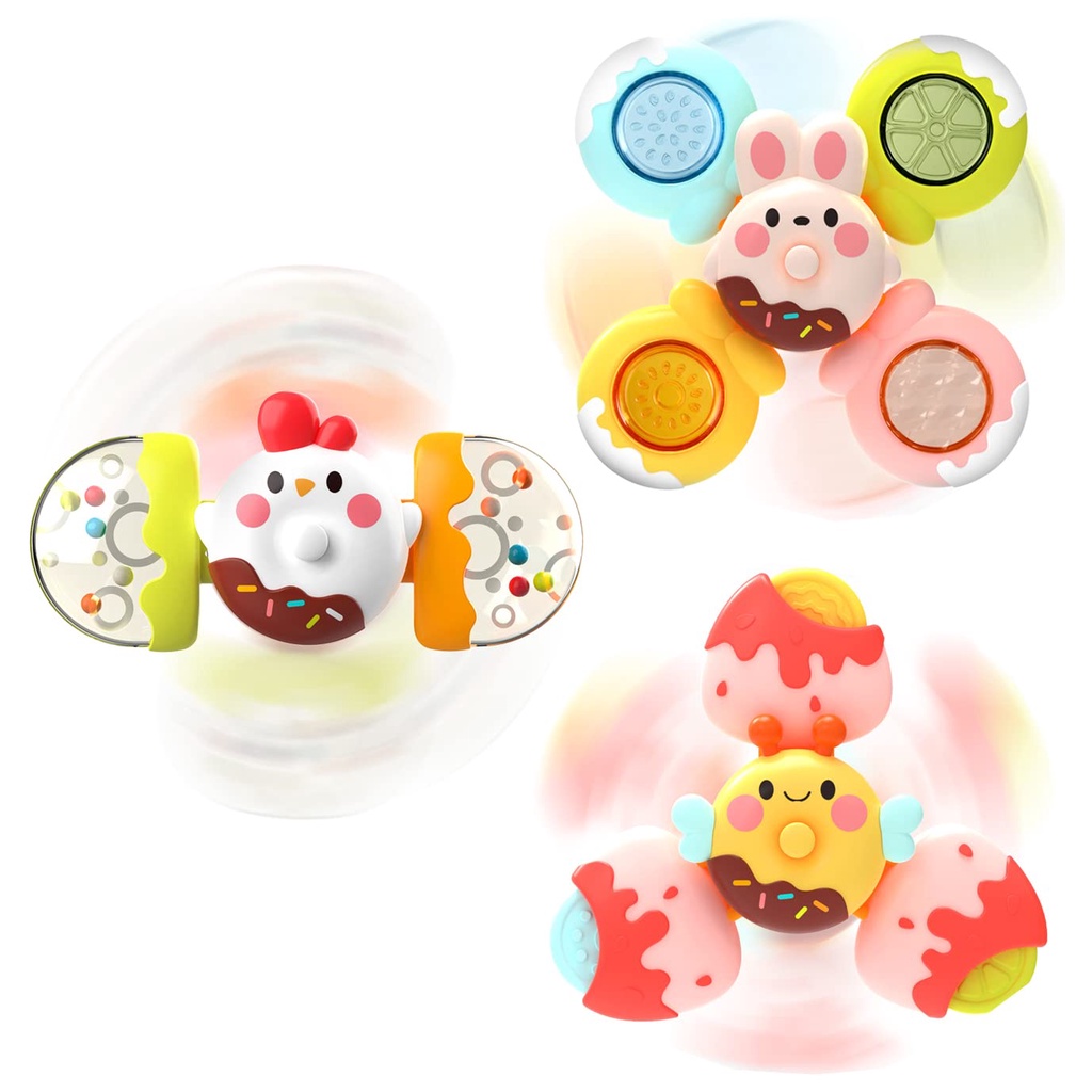 Cangkir Hisap Spinning Top Mainan Untuk Bayi Bayi Serangga Gyro Relief Stress Mainan Edukasi Suction Rotating Rattle Set Mainan Mandi