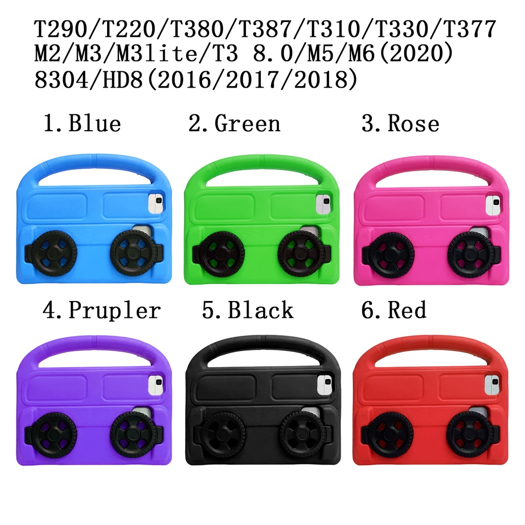 Untuk Amazon Api HD8 (2016 /2017 /2018) 8.0 &quot;HD8 6th 7th 8th Gen Fashion Tablet Perlindungan Anak-Anak Portable Wheel Stand Case Bahan EVA Penebalan Shockproof Cover