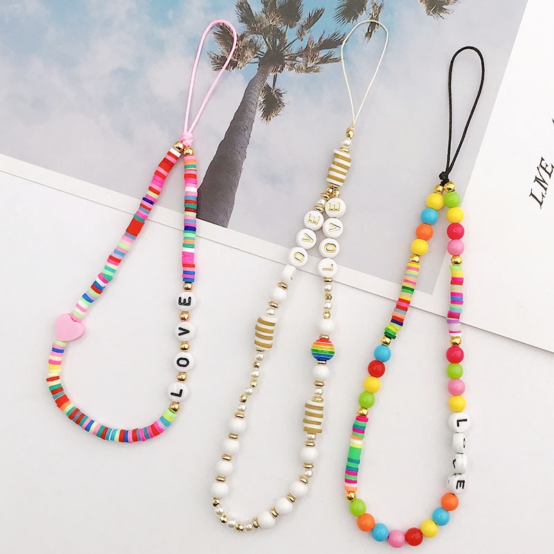 Love Beads Chain Earphone Phone Case Universal DIY Tali Anti Hilang Untuk iPhone Android OPPO VIVO Huawei Xiaomi Redmi Samsung