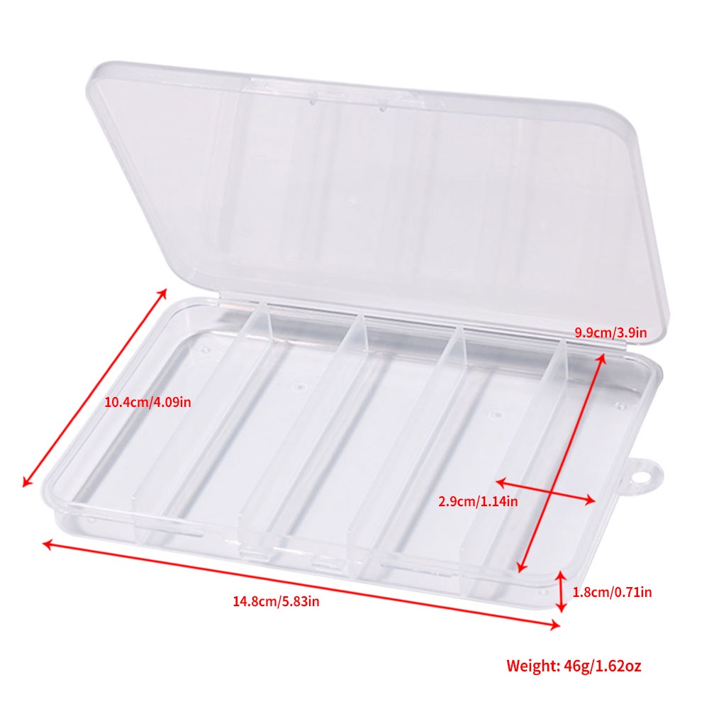 Hengjia 1Pcs Kotak Alat Pancing 5Grid Wadah Umpan Portable Pemikat Penyimpanan Multi Kompartemen Gear Tool Plastic Case