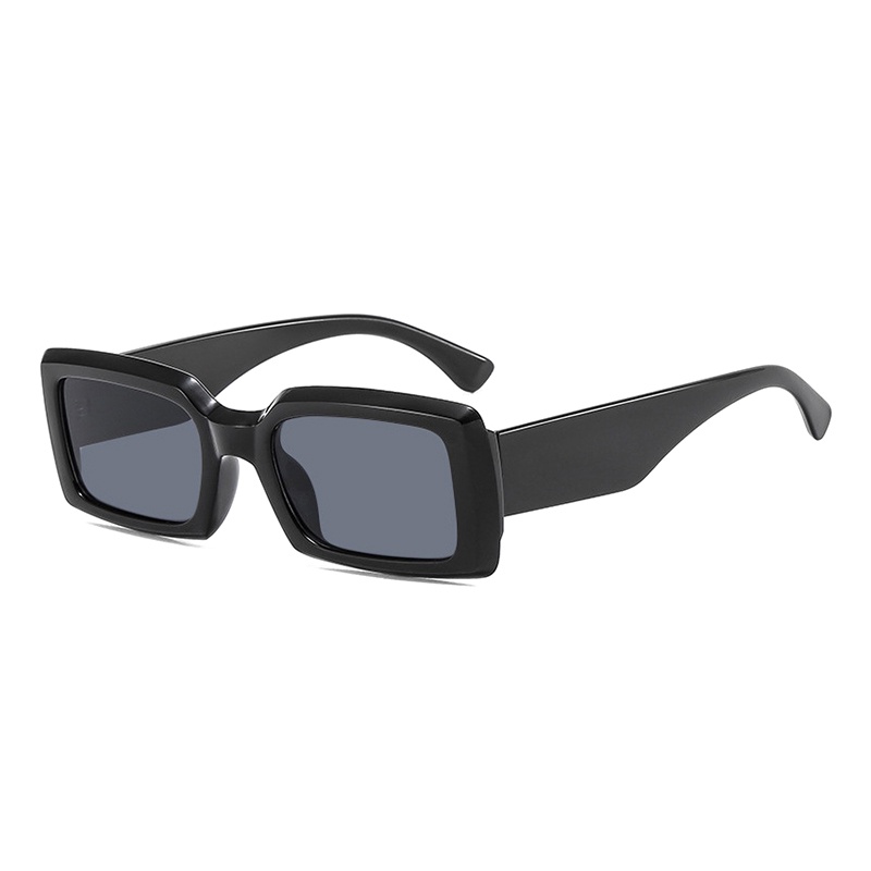 Kacamata Boldie Frame Tebal Skinny Hitam Persegi Panjang Uv400 Gaya Vintage Retro Untuk Wanita Dan Pria-Terbaru hitam