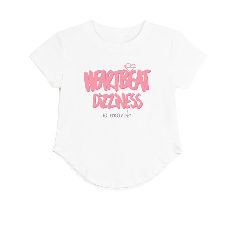 Red 100% Katun Pendek Top Wanita T-shirt Musim Panas 2022 Desain Baru Rasa Niche Cetak Huruf Gadis Panas Lengan Pendek