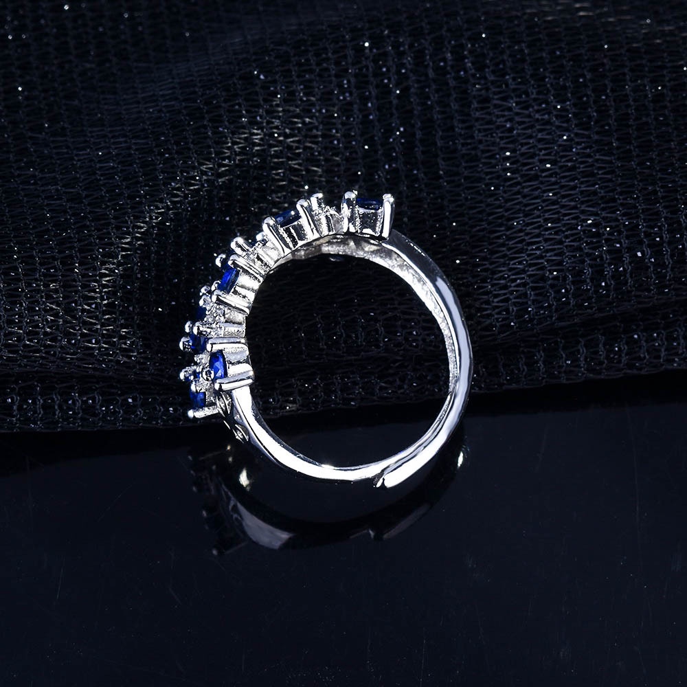 Goldkingdom Aksesoris Perhiasan Fashion Ready Stock Cincin Safir Tanzania Alami Platinum Berlapis Safir Pernyataan Bergaya Berwarna Harta Karun Cincin Wanita