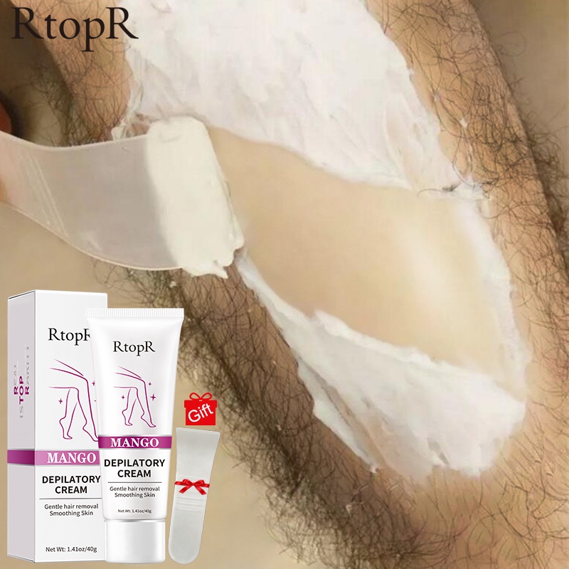 [BPOM]RtopR Mangga Depilatory Cream Body Krim Penghilang Rambut Efektif Tanpa Rasa Sakit untuk Pria dan Wanita Memutihkan Produk Rambut Rontok Ketiak Kaki Tangan 40g