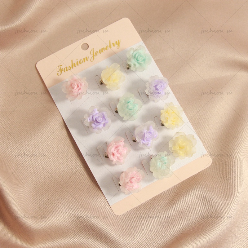 12 Pcs Baru Bercahaya Tinta Celup Buram Mawar Bros Syal Jarum Panjang muselin alloy needle