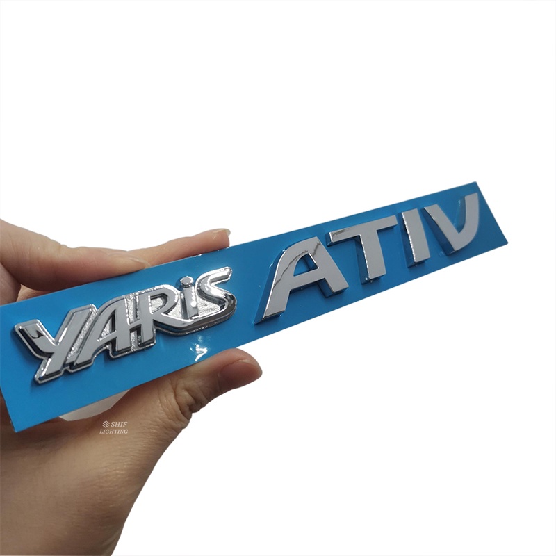 1x ABS Hitam Chrome YARIS ATIV Logo Auto Trunk Lid Emblem Badge Stiker Decal Pengganti TOYOTA YARIS ATIV