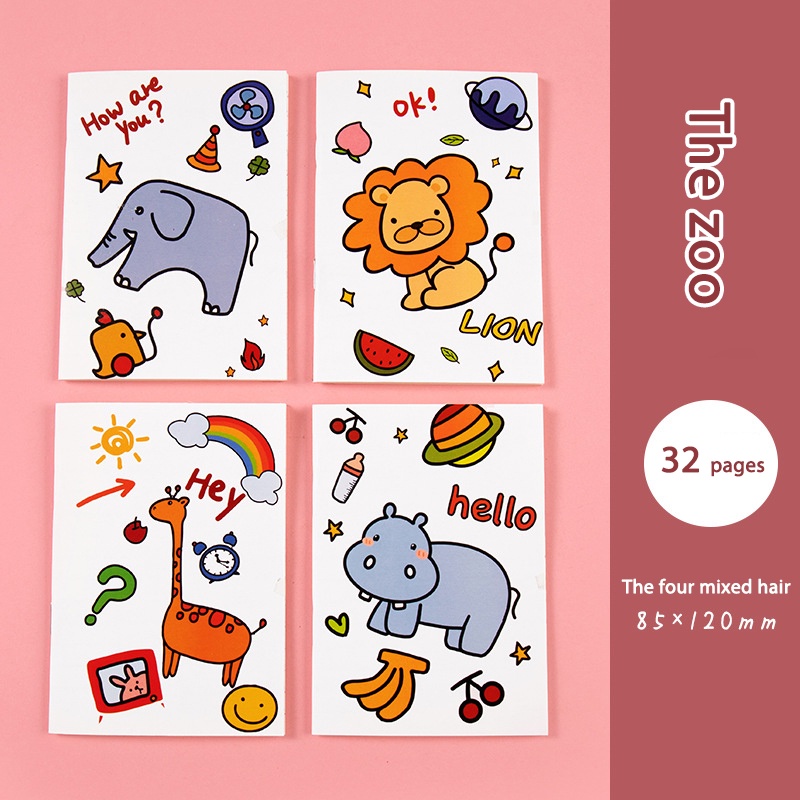 A7  Rollover Coil Buku Notebook Mini Kartun Lucu Mini Notebook Diary Portable Notebook Journal Alat Tulis-Le-B-Random