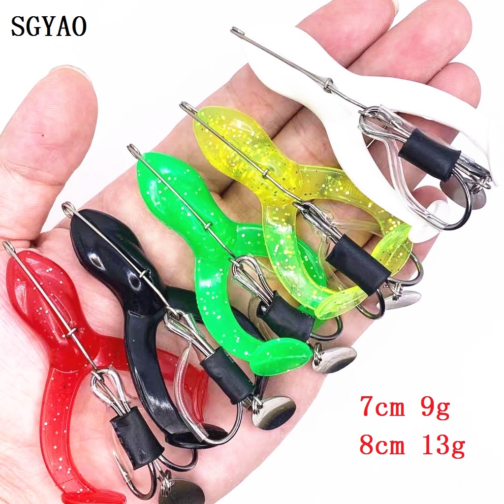 1pcs Umpan Kodok Memancing Frog Spring 9g 13g Tenggelam Umpan Air Berisik Flapper Silikon Memancing Umpan Aksesoris