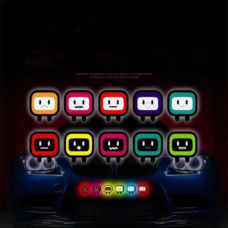 ✅ 10 Buah Stiker Reflektif Sepeda Motor Mobil Pita Peringatan Keselamatan Bentuk Pria Persegi Reflektif Tingkat Intensitas Stiker Mobil