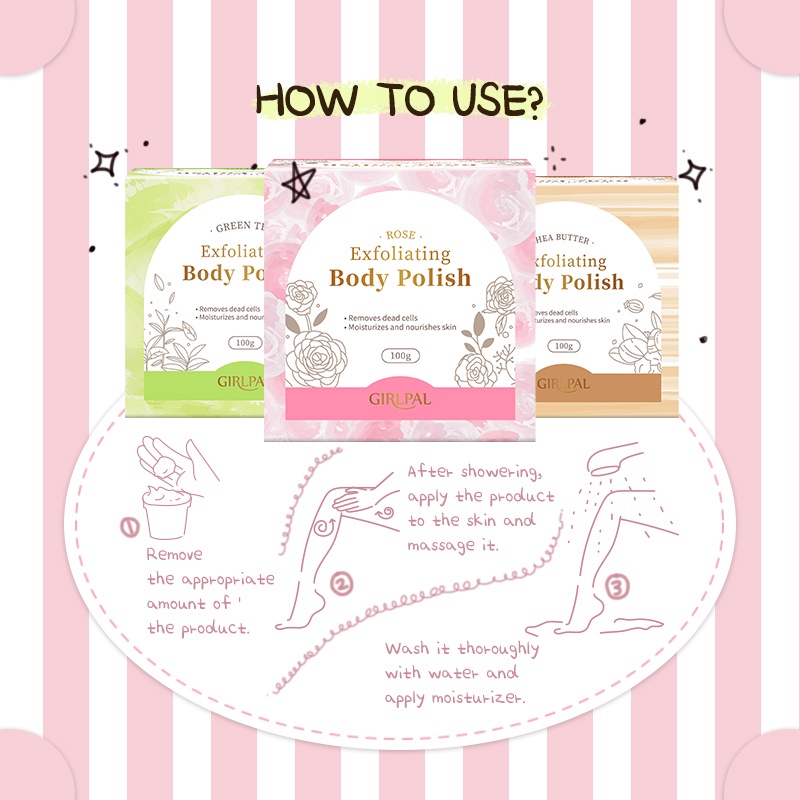 [BPOM] GIRLPAL Body Scrub 100g Exfoliating Scrub Badan &amp; Handbody Lulur Whitening Brighty Moisturizing