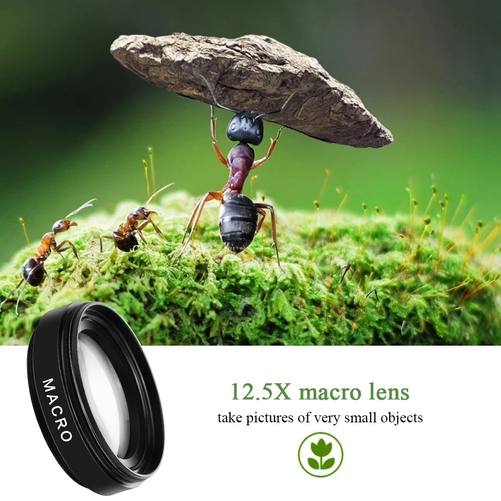 Lensa Kamera Ponsel 37MM 0.45X 49UV Sudut Lebar Super Macro Tele Fisheye Hitam Klip Universal Untuk Ponsel Pintar