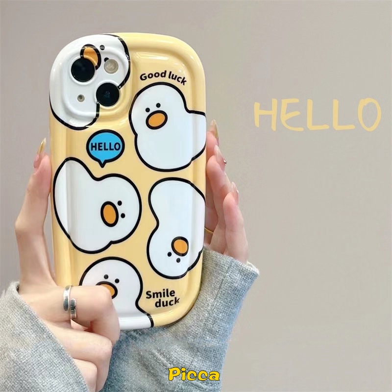 Casing Ponsel Perlindungan Kamera Bebek Kartun Lucu Kompatibel Untuk iPhone 7plus XR 11 14 13 12 Pro Max 6 6S 7 8 Plus X XS Max 11 Pro Max Shockproof Airbag Lembut TPU Silicon Cover