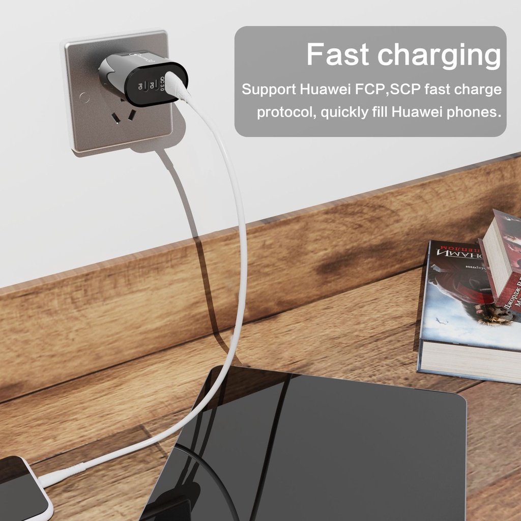 Pd Port 12W Dual c+USB Charging Charger Adaptor Cas Travel Multi Port USB+Charger 2PD Type-c Handphone Adoptor