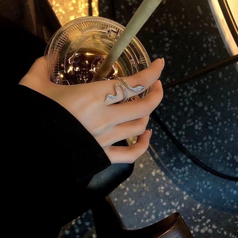 Opening Size Snake-shaped Ring Ins Finger Ring for Cool Boy Girls