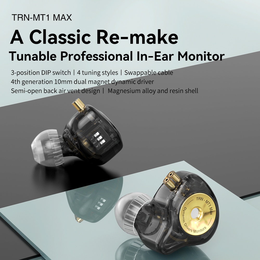 Trn MT1 MAX In-ear Monitor Generation Dual Magnet Driver Dinamis Dengan Saklar Tuning Peredam Headset HIFI Mt3