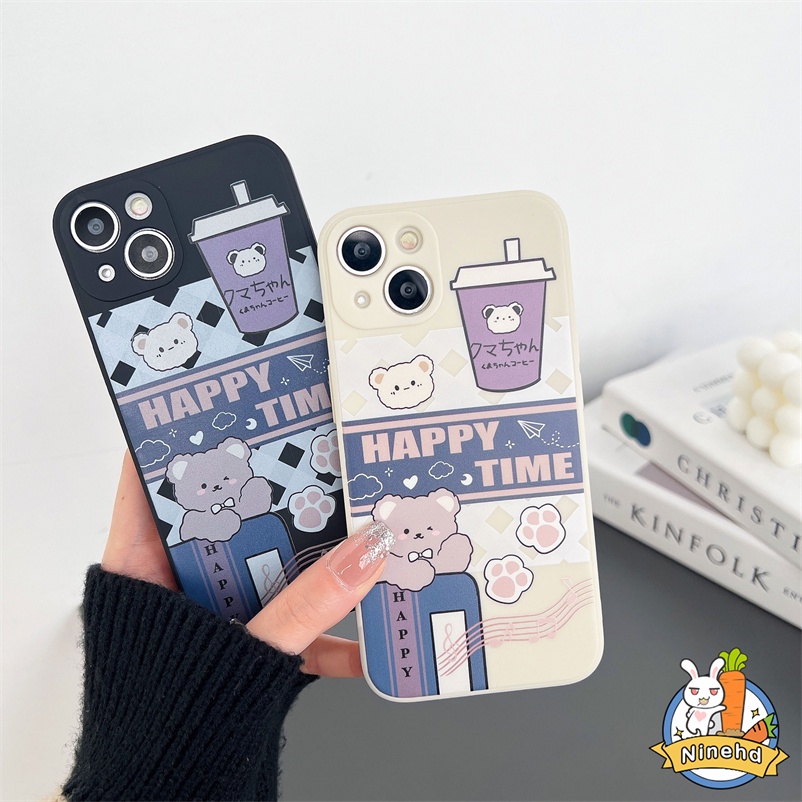 Cartoon Bear Soft Case For Samsung A14 A04e A04s A04 A03s A03 A13 A12 A22 A32 A73 A53 A33 A23 A72 A52 A52s A54 A71 A51 A54 A34 A50 A50s A30s A02s M02s A11 M11 S22 S23 Ultra Simple and Fresh Soft TPU Full Protection Liquid Silicone Mobile Phone Case