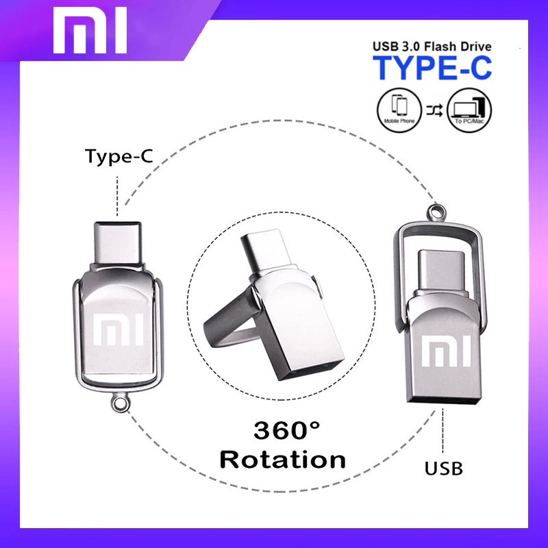 Xiaomi Super Mini Metal Type-C Tipe Two-in-One Flash Drive 128GB 256GB 512GB USB Memory Stick 16GB 32GB 8GB Portable USB Flash Driver