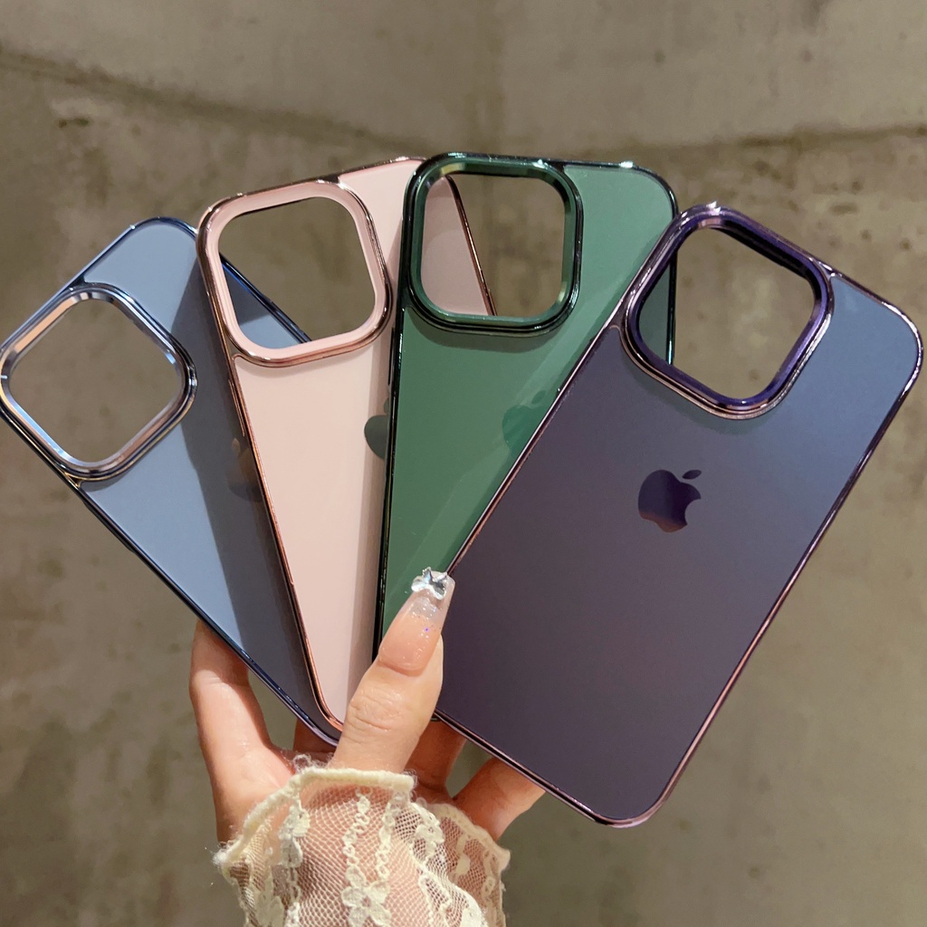 IPHONE Casing Lensa Bahan Metal Matte Mewah Untuk Iphone12 13 14 Pro Max AG Frosted Casing Iphone14 Plus Hard Case Shockproof Bumper Cover