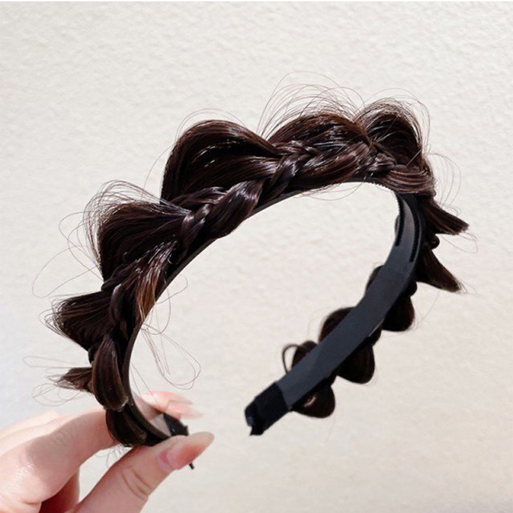 Wanita Gadis Twist Braided Wig Headband Alami Mulus Tak Terlihat Tulang Ikan Kepala Hoop Aksesoris Rambut