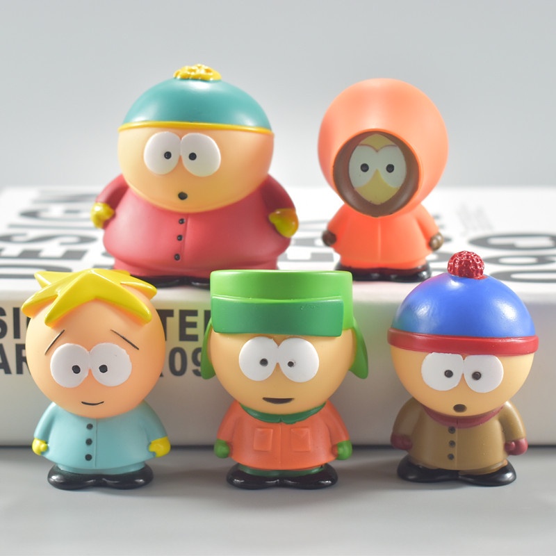 The South Park Set Figure 5potong Menampilkan Eric Cartman, Stan Marsh, Kyle Broflovski, Kenny McCormick and Butters Stotch Action Figure Mainan Topper Kue